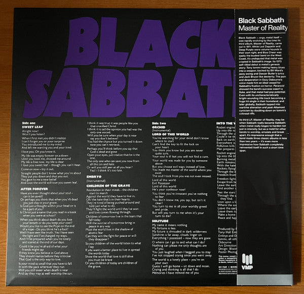 Black Sabbath : Master Of Reality (LP, Album, Club, RE, Pur)
