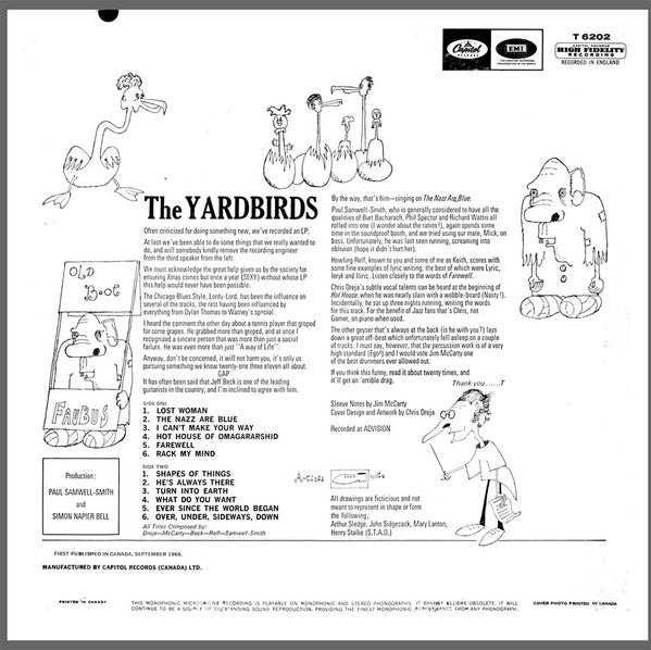 The Yardbirds : Over, Under, Sideways, Down (LP, Album, Mono)
