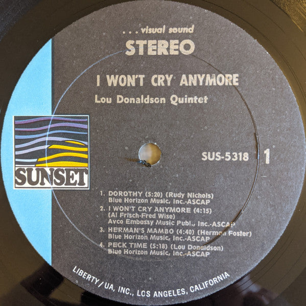Lou Donaldson Quintet : I Won't Cry Anymore (LP, Album)