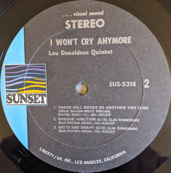 Lou Donaldson Quintet : I Won't Cry Anymore (LP, Album)