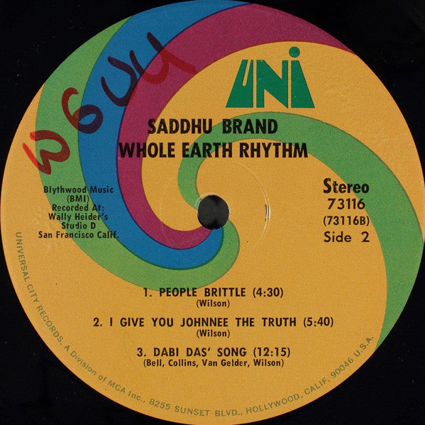 Saddhu Brand : Whole Earth Rhythm (LP, Album, RE)