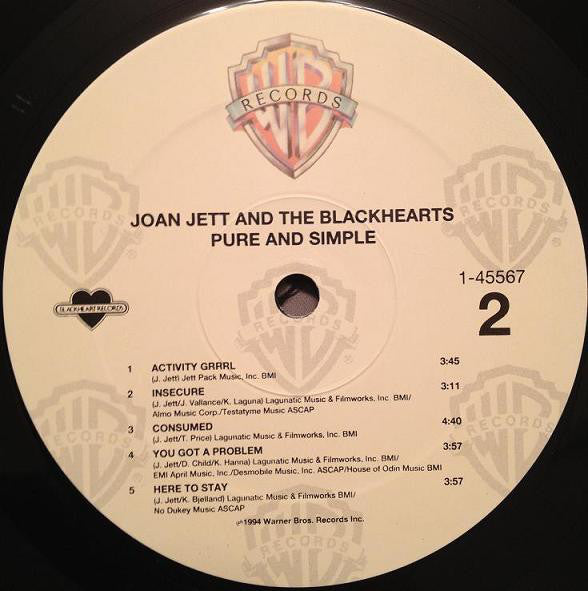 Joan Jett & The Blackhearts : Pure And Simple (LP, Album, Spe)