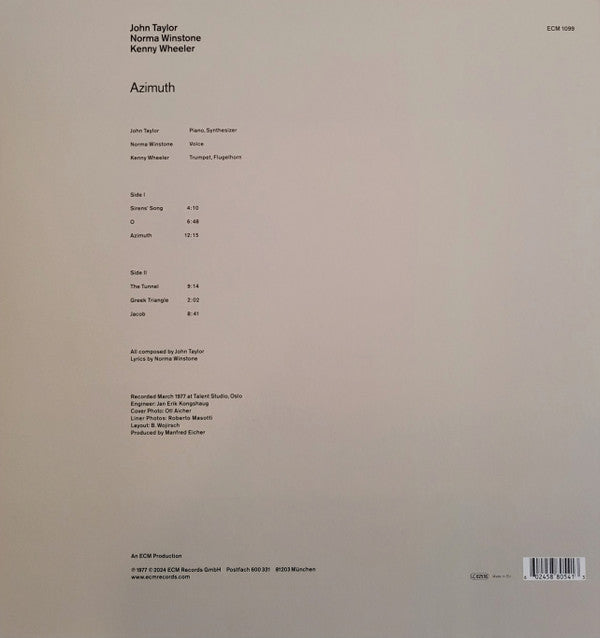 John Taylor (2), Norma Winstone, Kenny Wheeler, Azimuth (2) : Azimuth (LP, Album, RE, Gat)
