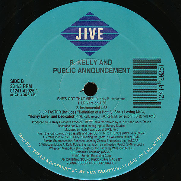 R. Kelly & Public Announcement : She's Got That Vibe (12", P/Mixed)