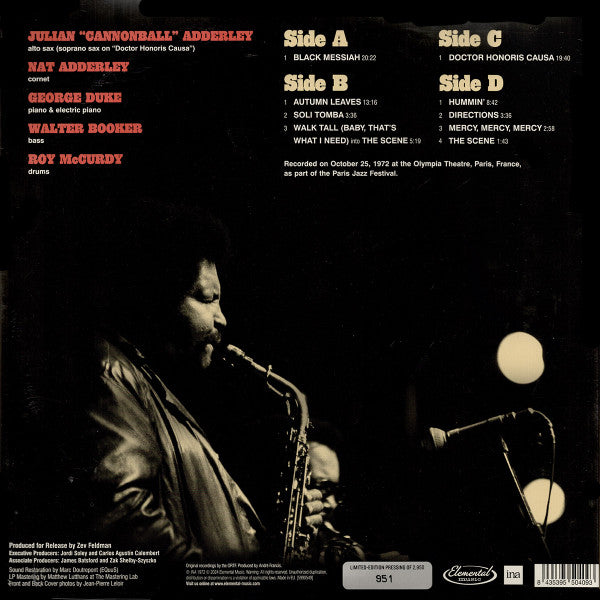 Cannonball Adderley : Poppin' In Paris - Live At L'Olympia 1972 (2xLP, Album, RSD, Ltd, Num)