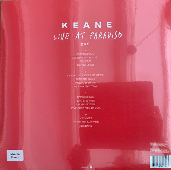 Keane : Live At Paradiso 29.11.04 (2xLP, RSD, Ltd, Red)