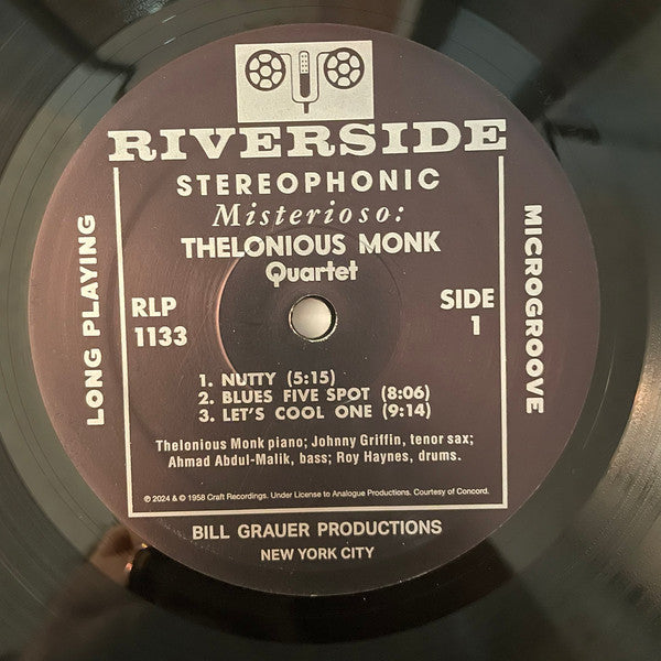 The Thelonious Monk Quartet : Misterioso (LP, Album, RE, 180)