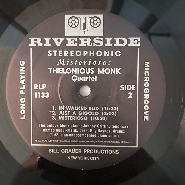 The Thelonious Monk Quartet : Misterioso (LP, Album, RE, 180)