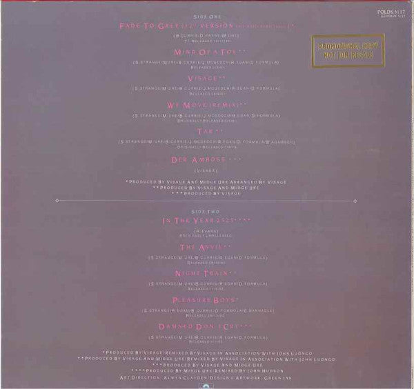 Visage : Fade To Grey (The Singles Collection) (Special Limited Edition Dance Mix Album) (LP, Comp, Ltd, P/Mixed, S/Edition)