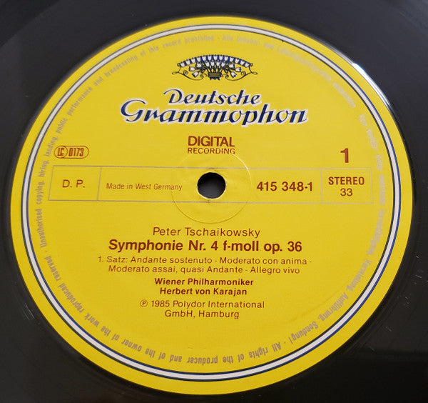 Pyotr Ilyich Tchaikovsky, Wiener Philharmoniker · Herbert von Karajan : Symphonie No.4 (LP)