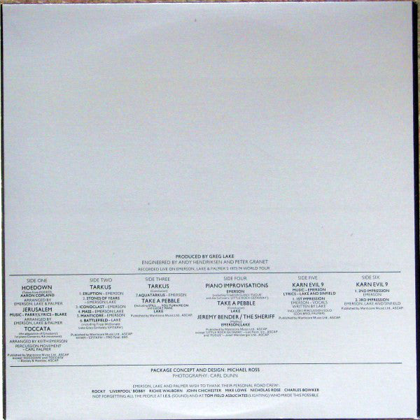 Emerson, Lake & Palmer : Welcome Back My Friends To The Show That Never Ends - Ladies And Gentlemen (3xLP, Album)