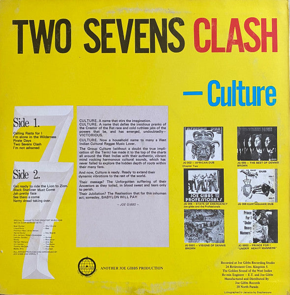 Culture : Two Sevens Clash (LP, Album)