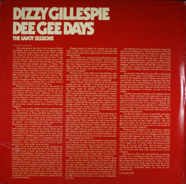 Dizzy Gillespie : Dee Gee Days (2xLP, Comp)