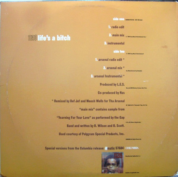 Nas : Life's A Bitch (12", Promo)