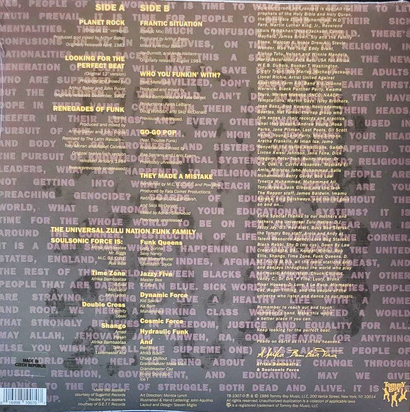 Afrika Bambaataa & Soulsonic Force : Planet Rock - The Album (LP, Album, Ltd, RE, Cle)