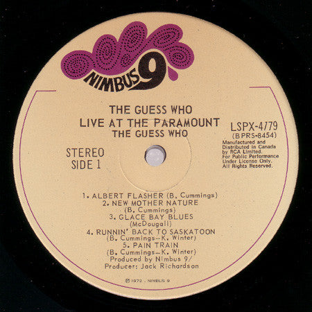 The Guess Who : Live At The Paramount (LP, Album, Gat)