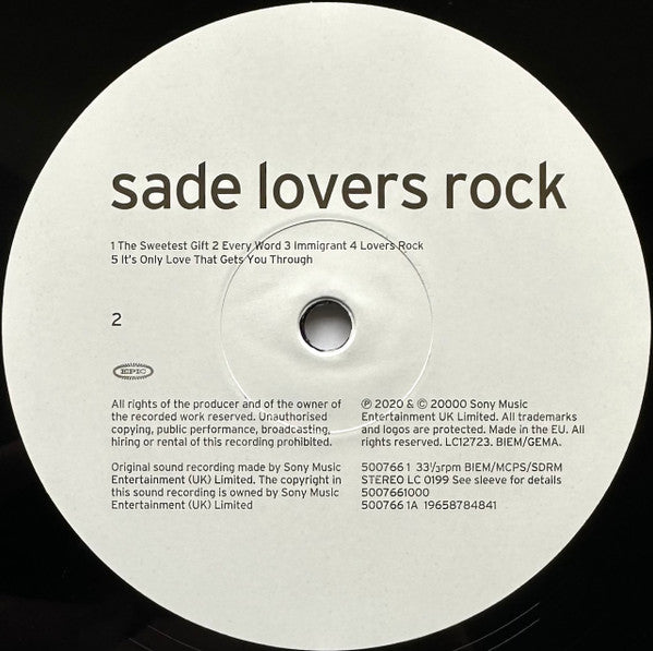 Sade : Lovers Rock (LP, Album, RE, RP)