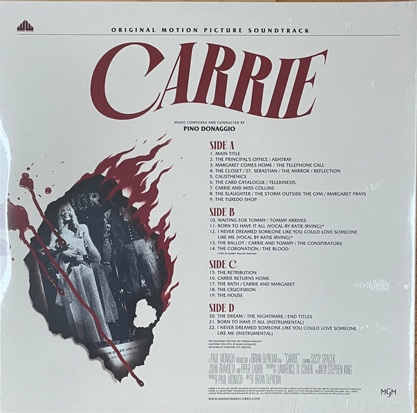 Pino Donaggio : Carrie (Original Motion Picture Soundtrack) (2xLP, Album, Ora)
