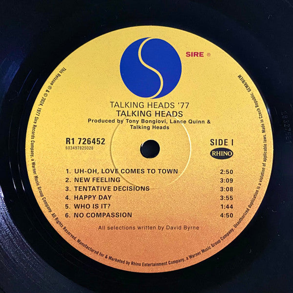 Talking Heads : Talking Heads: 77  (LP, Album, RE, RM + LP, Comp + Gat)