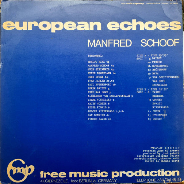Manfred Schoof : European Echoes (LP, Album)