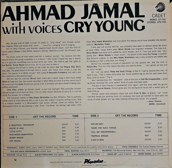 Ahmad Jamal : Cry Young (LP)