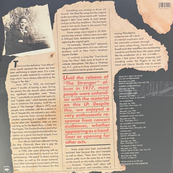 Billy Joel : Songs In The Attic (LP, Album, RE, Gat)
