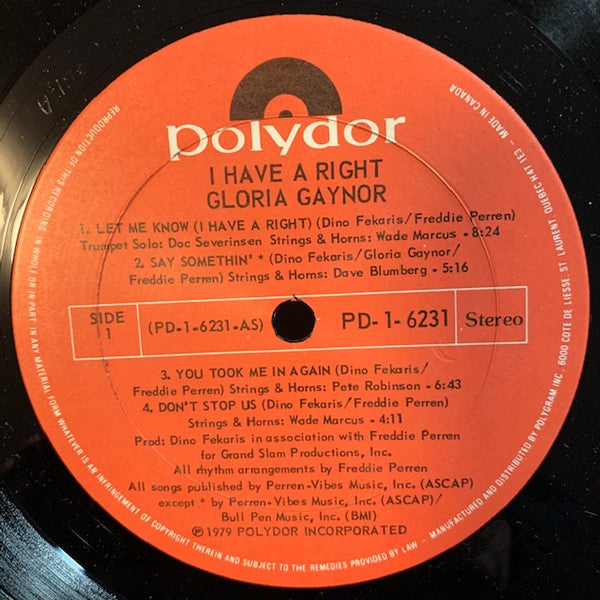 Gloria Gaynor : I Have A Right (LP, Album)