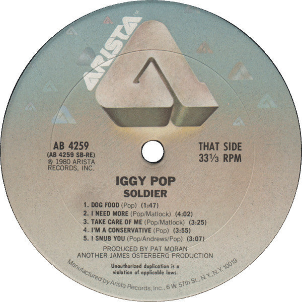 Iggy Pop : Soldier (LP, Album, Ter)