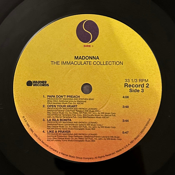 Madonna : The Immaculate Collection (2xLP, Album, Comp, RE, RP, Gat)