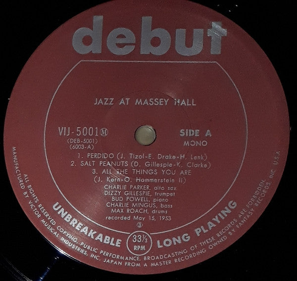 The Quintet : Jazz At Massey Hall (LP, Album, Mono, RE)