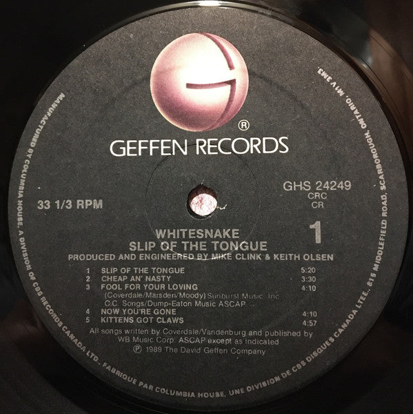 Whitesnake : Slip Of The Tongue (LP, Album, Club)