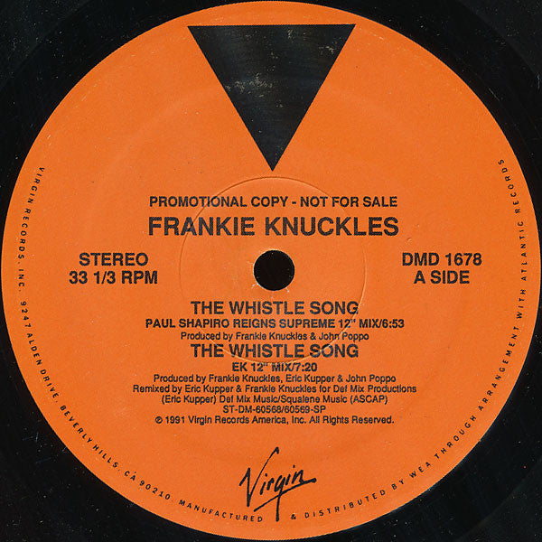 Frankie Knuckles : The Whistle Song (12", Promo)