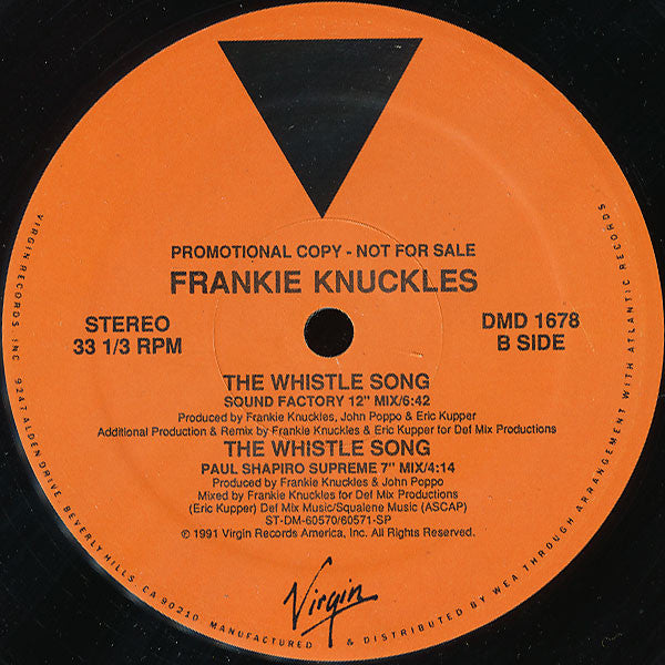 Frankie Knuckles : The Whistle Song (12", Promo)