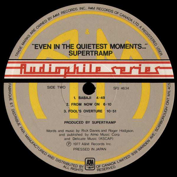 Supertramp : Even In The Quietest Moments... (LP, Album, RE, RM, Hal)