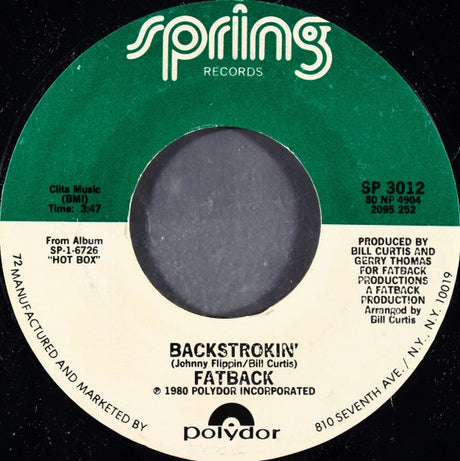 The Fatback Band : Backstrokin' / Love Spell (7", Styrene, 72 )