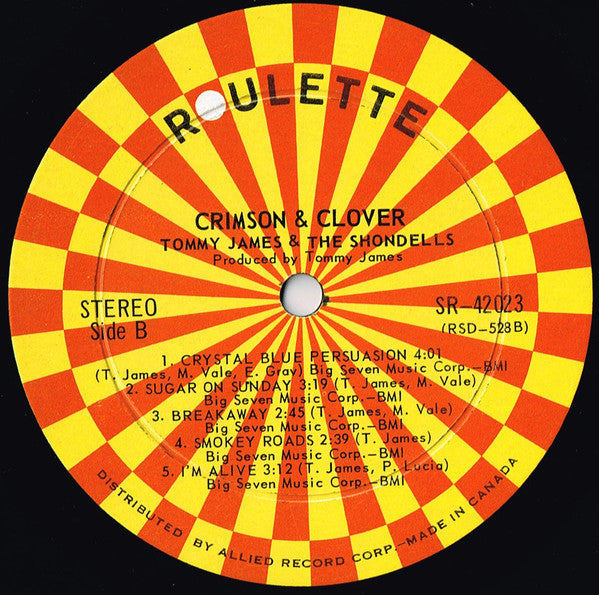 Tommy James & The Shondells : Crimson & Clover (LP, Album)