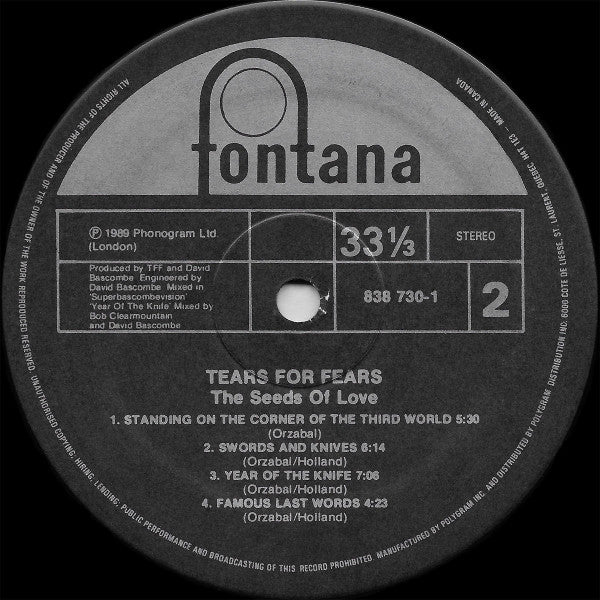 Tears For Fears : The Seeds Of Love (LP, Album)