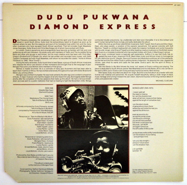 Dudu Pukwana : Diamond Express (LP, Album, Promo)