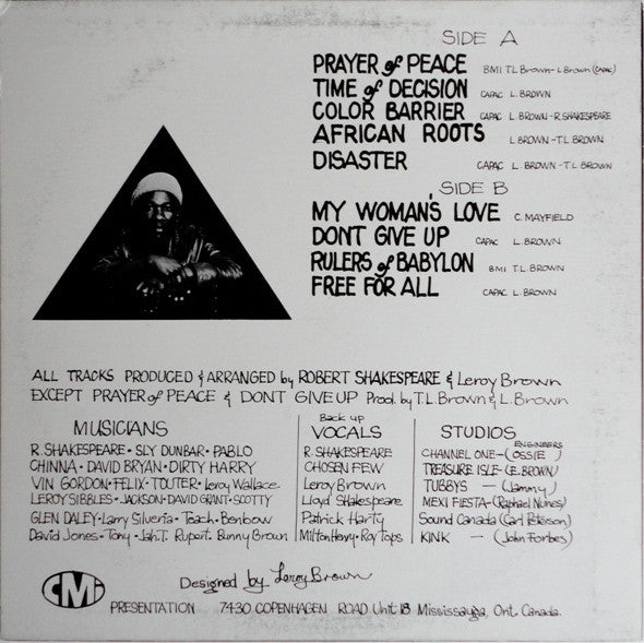 Leroy Brown & His Defence Force : Prayer Of Peace (LP, Album)