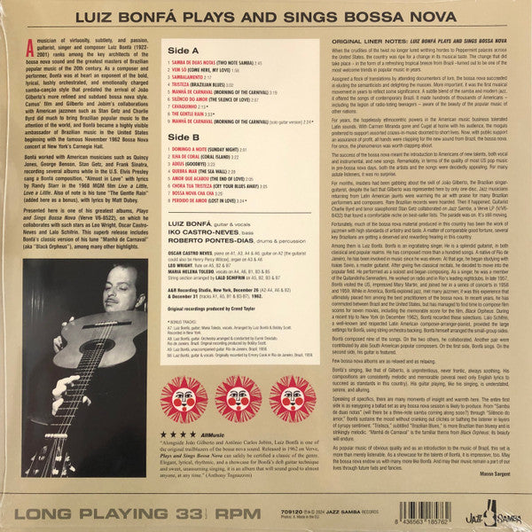 Luiz Bonfa* : Plays And Sings Bossa Nova (LP, Album, Ltd, RE, 180)