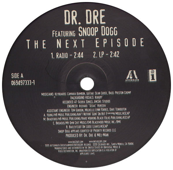 Dr. Dre Featuring Snoop Dogg : The Next Episode (12")