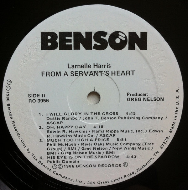 Larnelle Harris : From A Servant's Heart (LP, Album)