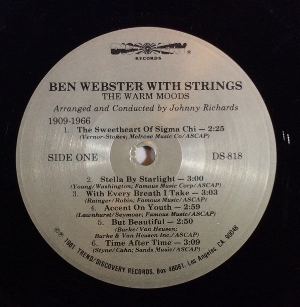 Ben Webster : The Warm Moods (LP, Album, RE)