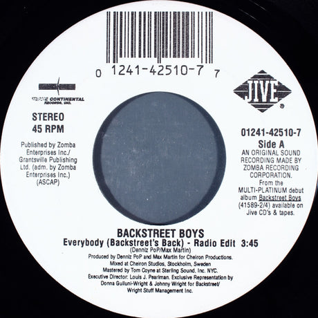 Backstreet Boys : Everybody (Backstreet's Back) (7", Single)