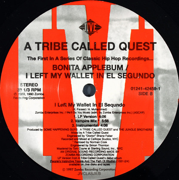 A Tribe Called Quest : Bonita Applebum / I Left My Wallet In El Segundo (12")