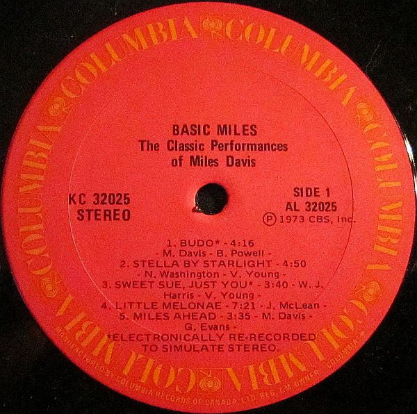 Miles Davis : Basic Miles - The Classic Performances Of Miles Davis (LP, Comp)