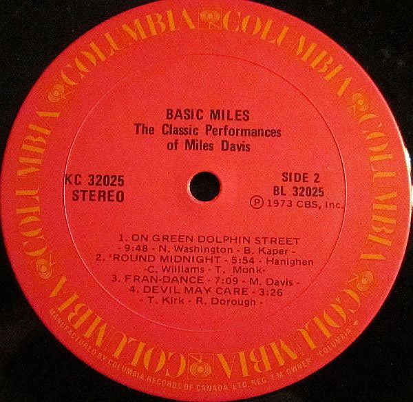 Miles Davis : Basic Miles - The Classic Performances Of Miles Davis (LP, Comp)