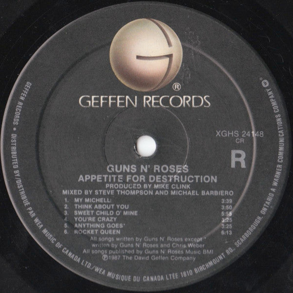 Guns N' Roses : Appetite For Destruction (LP, Album)