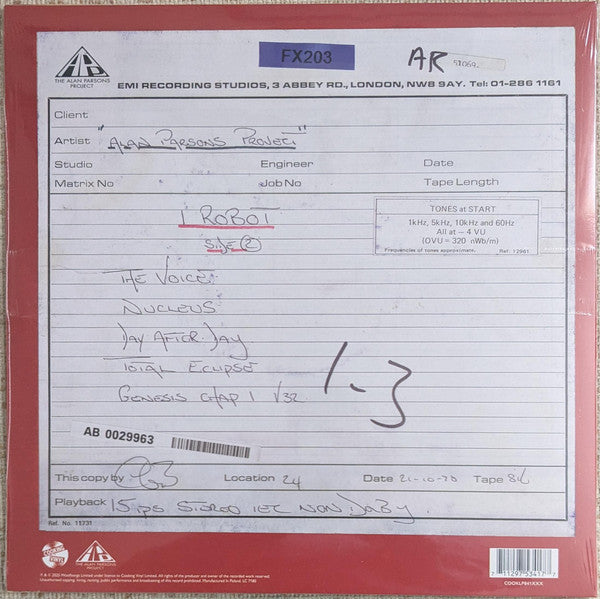 The Alan Parsons Project : I Robot “Work In Progress” (LP, Album, RSD, Ltd, Blu)