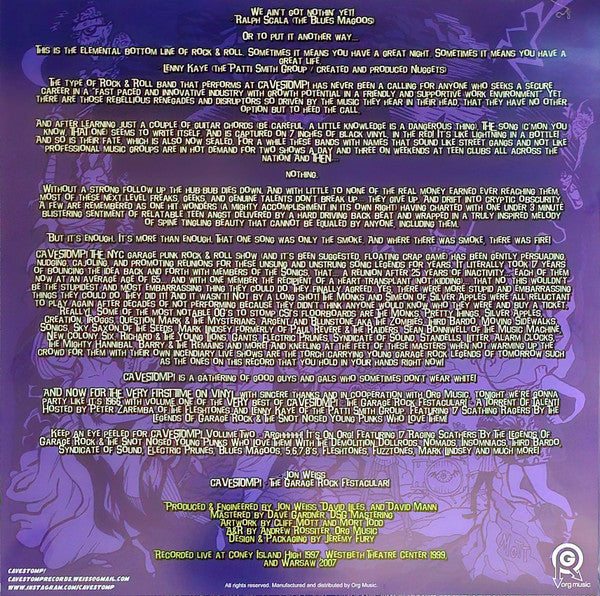 Various : Cavestomp! The Garage Rock Festacular! Presents A Torrent Of Talent! Volume One! (LP, RSD, Ltd)